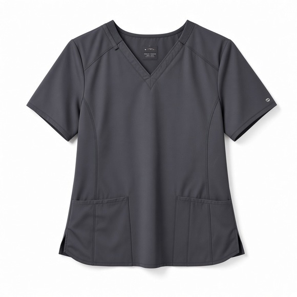 Cherokee Tops - Cherokee Infinity Scrub Top Pewter Gray V-Neck Medium CK865A Womens Contemporary